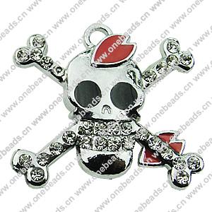 Crystal Zinc alloy Pendant, Fashion jewelry findings, Many colors for choice, Skeleton 28x28mm, Sold By PC