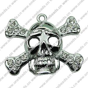 Crystal Zinc alloy Pendant, Fashion jewelry findings, Many colors for choice, Skeleton 28x32mm, Sold By PC