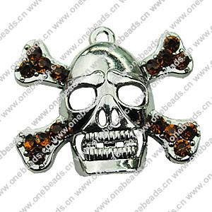 Crystal Zinc alloy Pendant, Fashion jewelry findings, Many colors for choice, Skeleton 28x32mm, Sold By PC