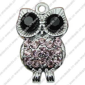Crystal Zinc alloy Pendant, Fashion jewelry findings, Many colors for choice, animal 15x23mm, Sold By PC
