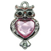 Crystal Zinc alloy Pendant, Fashion jewelry findings, Many colors for choice, animal 15x27mm, Sold By PC

