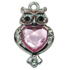 Crystal Zinc alloy Pendant, Fashion jewelry findings, Many colors for choice, animal 15x27mm, Sold By PC