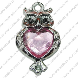 Crystal Zinc alloy Pendant, Fashion jewelry findings, Many colors for choice, animal 15x27mm, Sold By PC