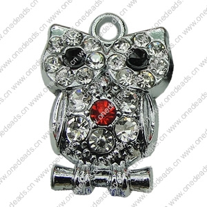 Crystal Zinc alloy Pendant, Fashion jewelry findings, Many colors for choice, animal 19x13mm, Sold By PC