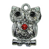 Crystal Zinc alloy Pendant, Fashion jewelry findings, Many colors for choice, animal 19x13mm, Sold By PC
