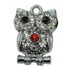 Crystal Zinc alloy Pendant, Fashion jewelry findings, Many colors for choice, animal 19x13mm, Sold By PC