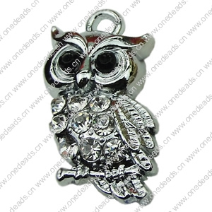 Crystal Zinc alloy Pendant, Fashion jewelry findings, Many colors for choice, animal 24x14mm, Sold By PC