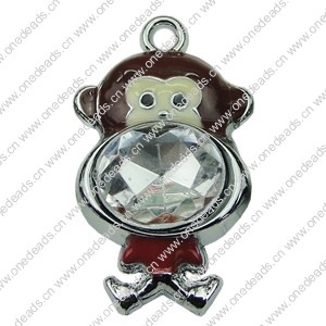 Crystal Zinc alloy Pendant, Fashion jewelry findings, Many colors for choice, animal 16x30mm, Sold By PC