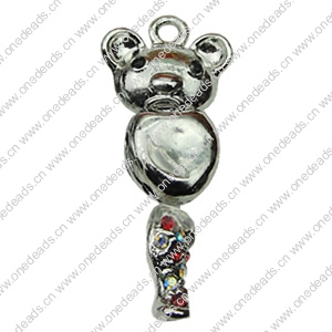 Crystal Zinc alloy Pendant, Fashion jewelry findings, Many colors for choice, animal 13x34mm, Sold By PC