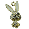 Crystal Zinc alloy Pendant, Fashion jewelry findings, Many colors for choice, animal 13x37mm, Sold By PC