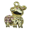 Crystal Zinc alloy Pendant, Fashion jewelry findings, Many colors for choice, animal 15x20mm, Sold By PC
