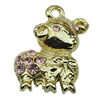 Crystal Zinc alloy Pendant, Fashion jewelry findings, Many colors for choice, animal 15x20mm, Sold By PC