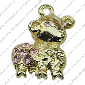 Crystal Zinc alloy Pendant, Fashion jewelry findings, Many colors for choice, animal 15x20mm, Sold By PC