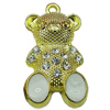 Crystal Zinc alloy Pendant, Fashion jewelry findings, Many colors for choice, animal 16x31mm, Sold By PC
