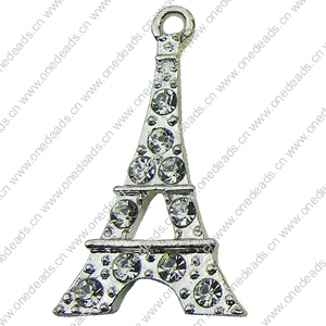 Crystal Zinc alloy Pendant, Fashion jewelry findings, Many colors for choice, 29x16mm, Sold By PC