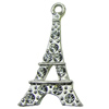 Crystal Zinc alloy Pendant, Fashion jewelry findings, Many colors for choice, 29x16mm, Sold By PC
