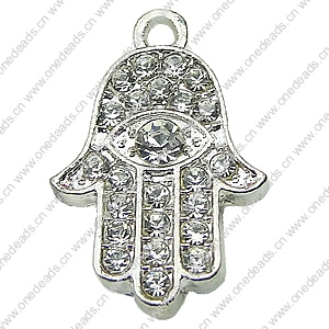 Crystal Zinc alloy Pendant, Fashion jewelry findings, Many colors for choice, hands 12x18mm, Sold By PC