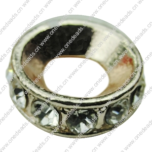 Zinc Alloy with Rhinestone Beads，15x15mm，Hole:7mm, Sold by PC
