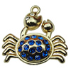 Crystal Zinc alloy Pendant, Fashion jewelry findings, Many colors for choice,animal 26x26mm, Sold By PC