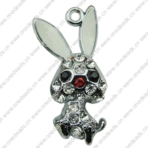 Crystal Zinc alloy Pendant, Fashion jewelry findings, Many colors for choice,animal 14x34x13mm, Sold By PC