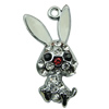 Crystal Zinc alloy Pendant, Fashion jewelry findings, Many colors for choice,animal 14x34x13mm, Sold By PC