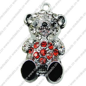 Crystal Zinc alloy Pendant, Fashion jewelry findings, Many colors for choice,animal 32x17x11mm, Sold By PC
