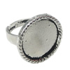 Finger ring Settings, zinc alloy setting with copper ring, Inner dia:19.5mm, Adjustable, Sold by PC
