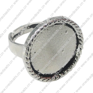 Finger ring Settings, zinc alloy setting with copper ring, Inner dia:19.5mm, Adjustable, Sold by PC