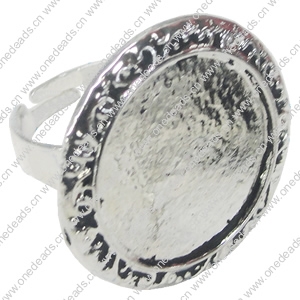 Finger ring Settings, zinc alloy setting with copper ring, Inner dia:19.5mm, Adjustable, Sold by PC