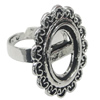 Finger ring Settings, zinc alloy setting with copper ring, Inner dia:13x17mm, Adjustable, Sold by PC
