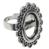 Finger ring Settings, zinc alloy setting with copper ring, Inner dia:13x17mm, Adjustable, Sold by PC