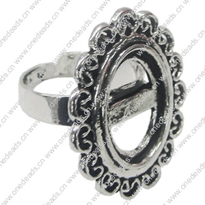 Finger ring Settings, zinc alloy setting with copper ring, Inner dia:13x17mm, Adjustable, Sold by PC