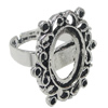 Finger ring Settings, zinc alloy setting with copper ring, Inner dia:13.1x18.3mm, Adjustable, Sold by PC
