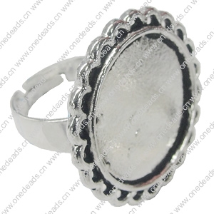 Finger ring Settings, zinc alloy setting with copper ring, Inner dia:20mm, Adjustable, Sold by PC