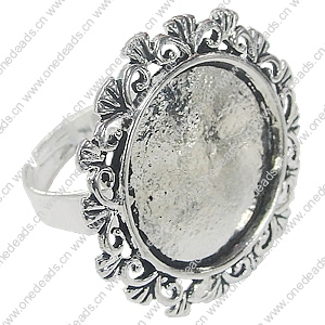 Finger ring Settings, zinc alloy setting with copper ring, Inner dia:20mm, Adjustable, Sold by PC