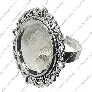 Finger ring Settings, zinc alloy setting with copper ring, Inner dia:19.3mm, Adjustable, Sold by PC