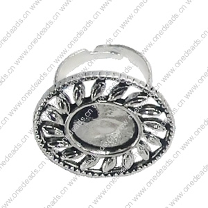 Finger ring Settings, zinc alloy setting with copper ring, Inner dia:14mm, Adjustable, Sold by PC