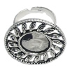 Finger ring Settings, zinc alloy setting with copper ring, Inner dia:14mm, Adjustable, Sold by PC
