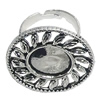 Finger ring Settings, zinc alloy setting with copper ring, Inner dia:14mm, Adjustable, Sold by PC