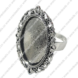 Finger ring Settings, zinc alloy setting with copper ring, Inner dia:18.1x24.8mm, Adjustable, Sold by PC