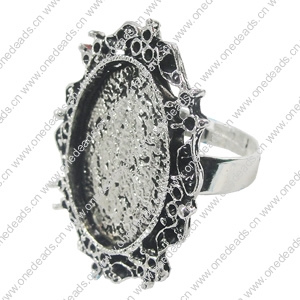 Finger ring Settings, zinc alloy setting with copper ring, Inner dia:18x24mm, Adjustable, Sold by PC