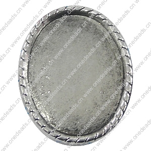 Zinc Alloy Brooch Settings, inner dia:28x36mm, Sold by PC
