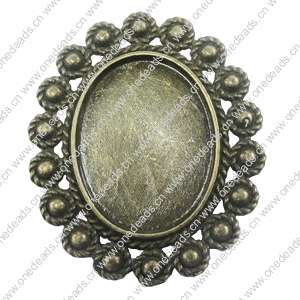 Zinc Alloy Brooch Settings, inner dia:23.5x30.3mm, Sold by PC