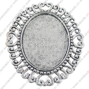 Zinc Alloy Brooch Settings, inner dia:27.8x36.6mm, Sold by PC