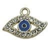 Crystal Zinc alloy Pendant, Fashion jewelry findings, Many colors for choice, Eye 15x21mm, Sold By PC