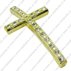 Crystal Zinc alloy Beads, Fashion jewelry findings, Many colors for choice, Cross 24x46mm, Sold By PC