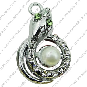 Crystal Zinc alloy Pendant, Fashion jewelry findings, Many colors for choice, animal 17x28mm, Sold By PC