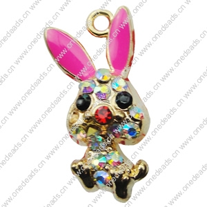 Crystal Zinc alloy Pendant, Fashion jewelry findings, Many colors for choice, animal 12x26mm, Sold By PC