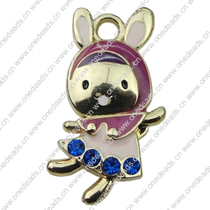Crystal Zinc alloy Pendant, Fashion jewelry findings, Many colors for choice, animal 18x31mm, Sold By PC