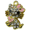 Crystal Zinc alloy Pendant, Fashion jewelry findings, Many colors for choice, animal 16x24mm, Sold By PC
